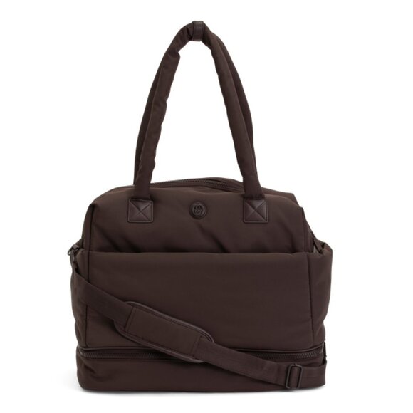 JOAN & DAVID Chocolate 18in Nylon Drop Bottom Weekender With Trolley Sleeve - Picture 1 of 2